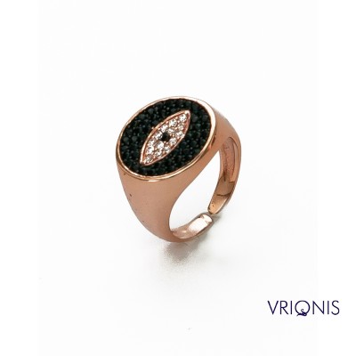 R104r | Ασημένιο Δαχτυλίδι Επιχρυσωμένο με Ροζ Χρυσό