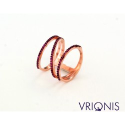 R117rM | Ασημένιο Δαχτυλίδι Επιχρυσωμένο με Ροζ Χρυσό