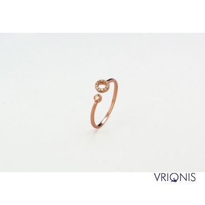 R132rC | Ασημένιο Δαχτυλίδι Επιχρυσωμένο με Ροζ Χρυσό