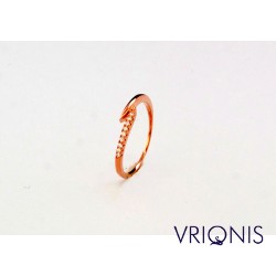 R135rC | Ασημένιο Δαχτυλίδι Επιχρυσωμένο με Ροζ Χρυσό