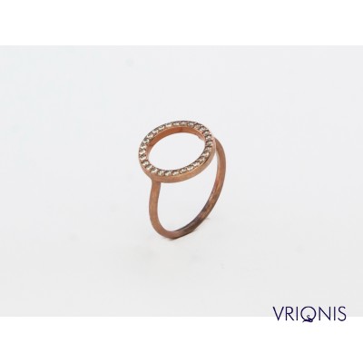 R141rC | Ασημένιο Δαχτυλίδι Επιχρυσωμένο με Ροζ Χρυσό