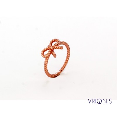 R145rC | Ασημένιο Δαχτυλίδι Επιχρυσωμένο με Ροζ Χρυσό