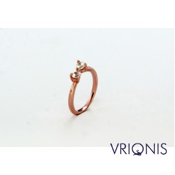 R146rC | Ασημένιο Δαχτυλίδι Επιχρυσωμένο με Ροζ Χρυσό