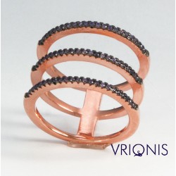 R217rC | Ασημένιο Δαχτυλίδι Επιχρυσωμένο με Ροζ Χρυσό