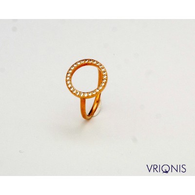 R185gC | Ασημένιο Δαχτυλίδι Επιχρυσωμένο με Κίτρινο Χρυσό