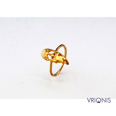 R187gK | Ασημένιο Δαχτυλίδι Επιχρυσωμένο με Κίτρινο Χρυσό