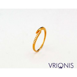 R188gC | Ασημένιο Δαχτυλίδι Επιχρυσωμένο με Κίτρινο Χρυσό