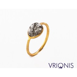 R193gG | Ασημένιο Δαχτυλίδι Επιχρυσωμένο με Κίτρινο Χρυσό