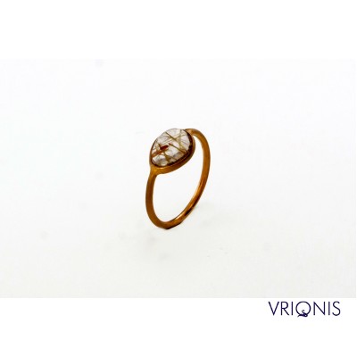 R194gG | Ασημένιο Δαχτυλίδι Επιχρυσωμένο με Κίτρινο Χρυσό