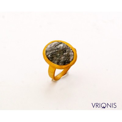 R197gG | Ασημένιο Δαχτυλίδι Επιχρυσωμένο με Κίτρινο Χρυσό